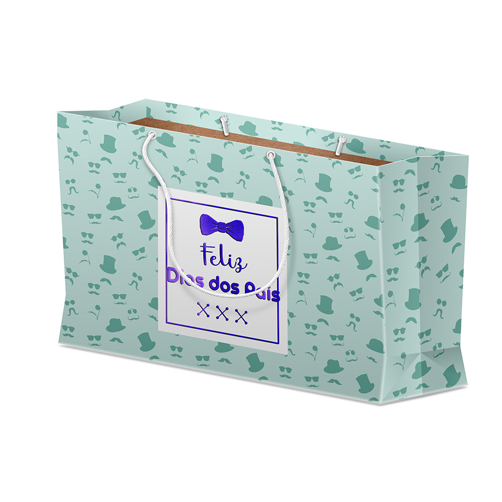 Sacola Duplex 191g Branco Com Verniz Localizado Grande Horizontal · L40 × P12 × A35 cm (aprox.) — 250 unidades