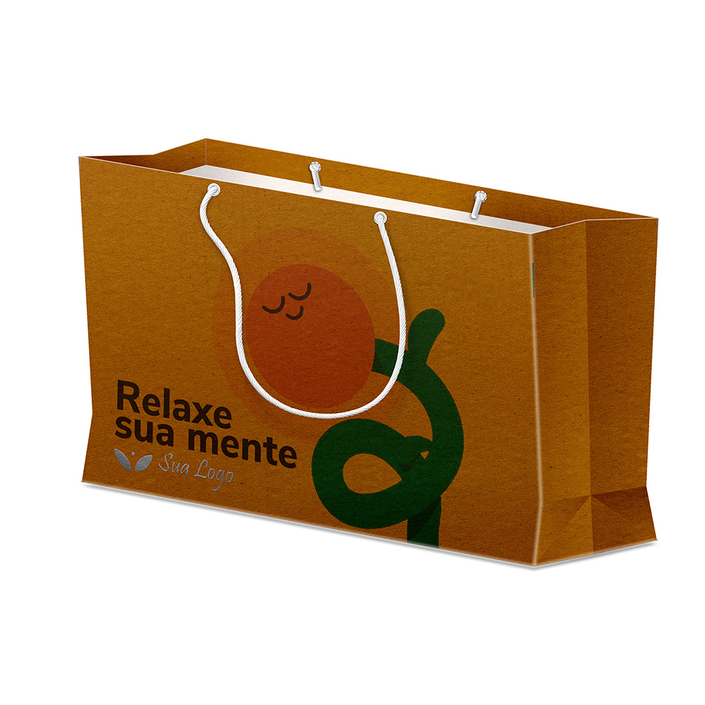 Sacola Duplex 191g Pardo Com Hotstamping Grande Horizontal · L40 × P12 × A35 cm (aprox.) — 250 unidades